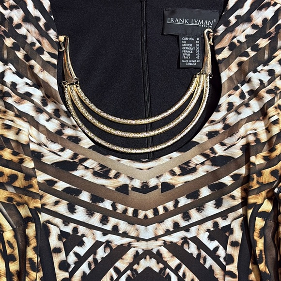 Frank Lyman Design Black and Gold Geometric Midi Dress - Picture 3 of 4